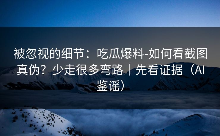 被忽视的细节：吃瓜爆料-如何看截图真伪？少走很多弯路｜先看证据（AI鉴谣）