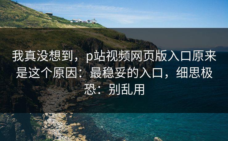 我真没想到，p站视频网页版入口原来是这个原因：最稳妥的入口，细思极恐：别乱用