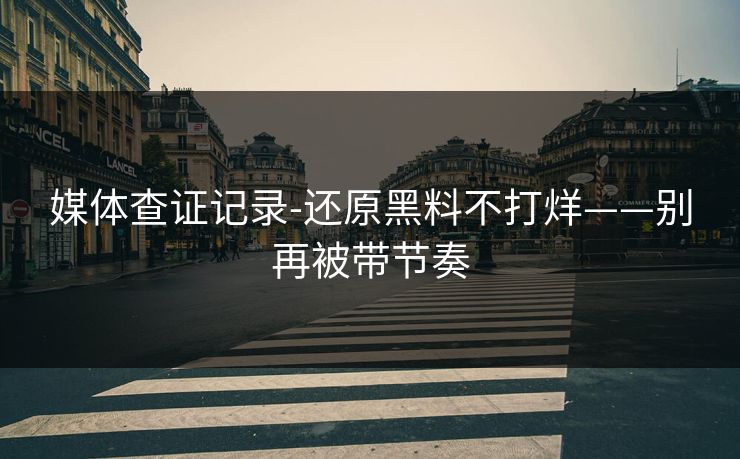 媒体查证记录-还原黑料不打烊——别再被带节奏
