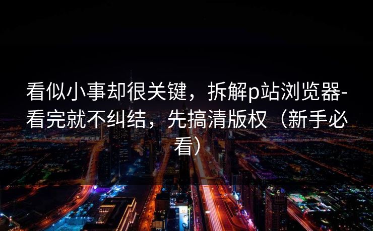 看似小事却很关键，拆解p站浏览器-看完就不纠结，先搞清版权（新手必看）