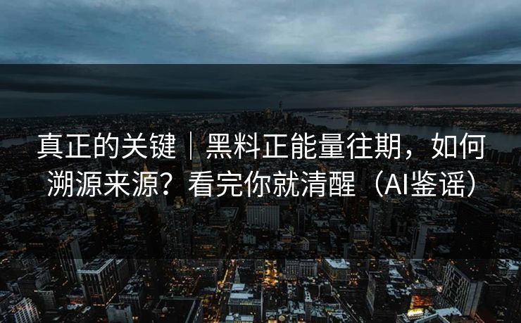 真正的关键｜黑料正能量往期，如何溯源来源？看完你就清醒（AI鉴谣）