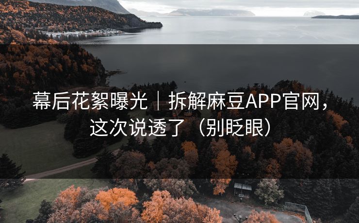 幕后花絮曝光｜拆解麻豆APP官网，这次说透了（别眨眼）