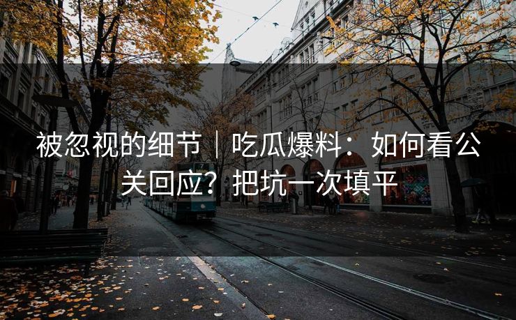 被忽视的细节｜吃瓜爆料：如何看公关回应？把坑一次填平
