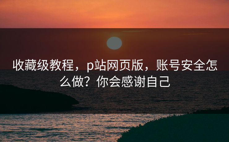 收藏级教程，p站网页版，账号安全怎么做？你会感谢自己
