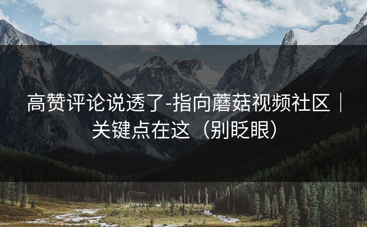 高赞评论说透了-指向蘑菇视频社区｜关键点在这（别眨眼）