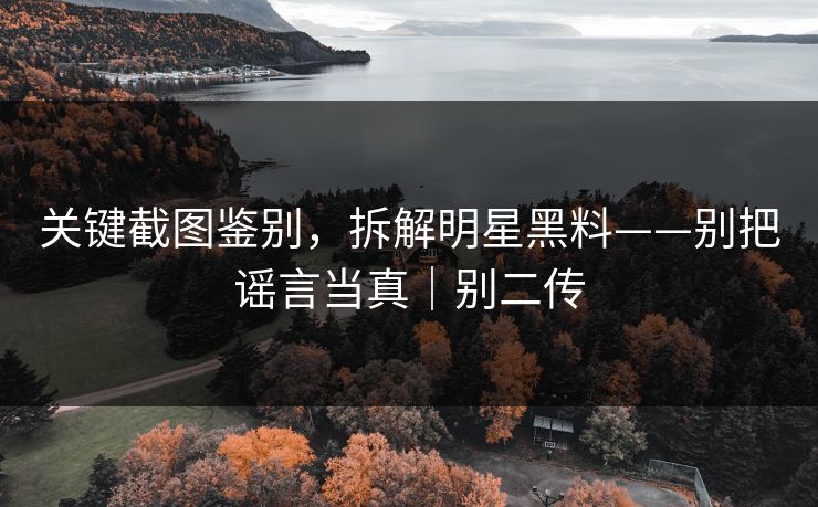 关键截图鉴别，拆解明星黑料——别把谣言当真｜别二传