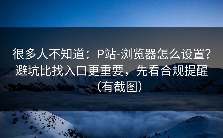 很多人不知道:P站-浏览器怎么设置?避坑比找入口更重要,先看合规提醒(有截图) 很多人不知道:P站-浏览器怎么设置?避坑比找入口更重要,先看合规提醒(有截图)